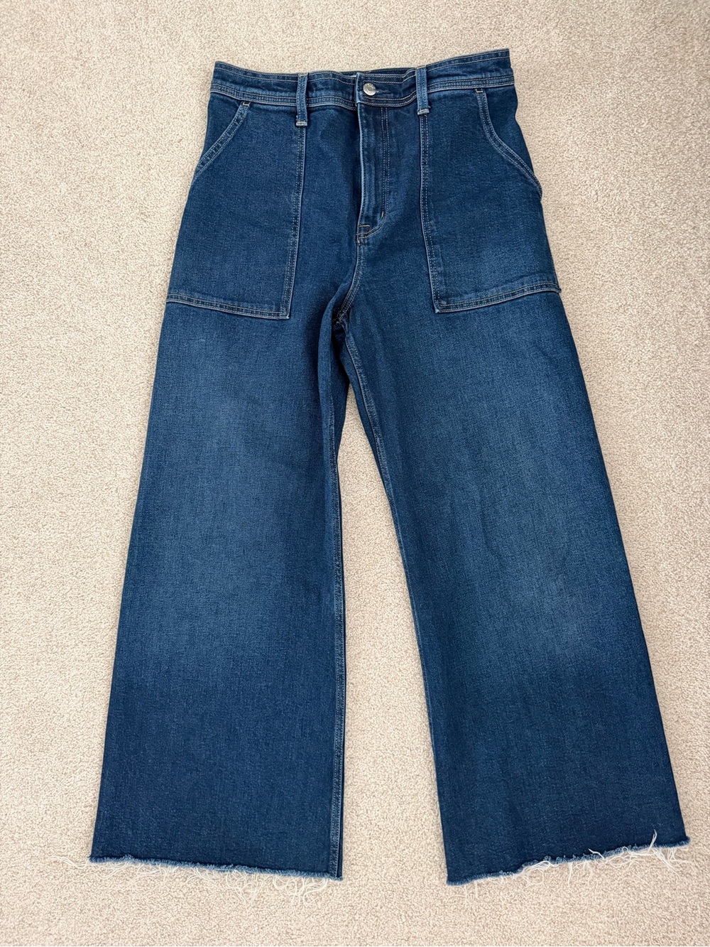 pistola Penny high-waist raw hem wide leg utility jeans